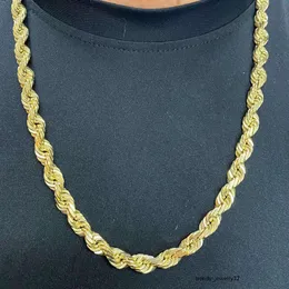 Anpassad 3mm 10K 14K Solid Gold Rope Chain Halsband Fina smycken Shine Ljust Twisted Rope Chain för män Kvinnor