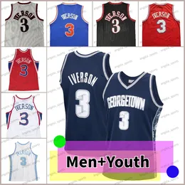 Allen Iverson Youth Basketball Jersey Georgetown Hoyas Classic Shirts Męs