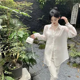 Etnik Giyim 2024 Retro Çin tarzı güneş kremi gömlek İnce gevşek uzun kollu hırka üst kat moda tasarımı Sense Şifon Outerwear