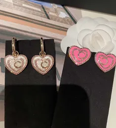 2024 Luxury quality charm drop earring with white and pink color designer in 18k gold plated have stamp box heart shape PS3623B