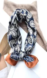 Scarves Vintage Cashew Nut Silk Scarf Square Bag Tie Natural Mulberry Kerchief Satin Headband Plaid Office Lady Fashion Accessorie8332628