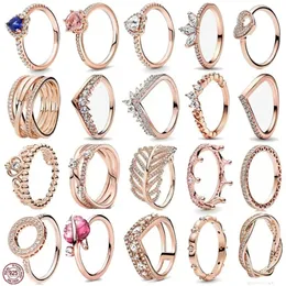 Аутентичные подходные пандоры кольца сердца любовь кольцо розового золота серия изысканных колец