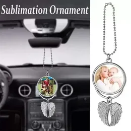 FAVE FÖR SUBLIMATION Party Accessories Blanks Angel Wing Halsband Pendants Car Pendant Rearview Mirror Hanging Charm Ornament Sea Shipping JN10