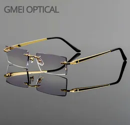 Gmei Optical Fashionable Frameless Titanium Alloy Glasses Plain Lenses Diamond Cutting Rimless None Diopters Eyeglasses1446548