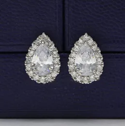 Big Diamond Dropshaped Stud Ladies Designer Orecchini Sterling Silver Clover Diamond Studri Frivele Earring Ear P per Women High6223533