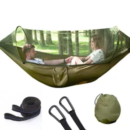 Aumock da campeggio per esterni per esterni per esterni con reti di zanzare - letto azionario in nylon leggero e portatile per viaggi da viaggio all'aperto che pieghetta 290*140 cm