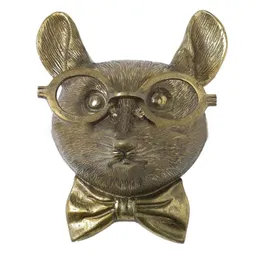 Animial Head Bronzed Staute Animal Home Decor with Glasses Hanging Wall Mount Bear Mouse Deer Rabbit Stag Decoration Pendant2990582
