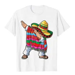 Мужские футболки ретро, промахивающие мексиканский пончо Cinco de Mayo Men Sombrero Funny Dab Футболка винтаж