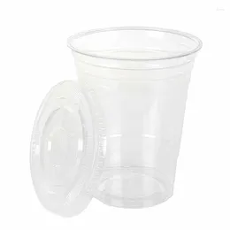 Copas descartáveis Canudos 360/500ml 50pcs plástico transparente com tampas para bebidas geladas de café com chá de chá bolha boba boba milkshake copos