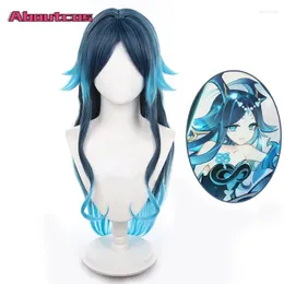 Party Supplies Aboutcos Game Genshin Impact Yakshas Fanan Cosplay Wig Water Yaksha Blue Long Hair Sea Yasha Gradient Fiber