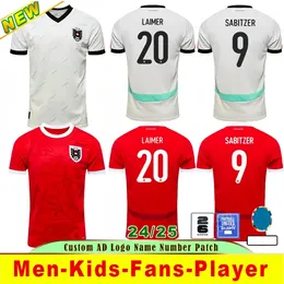 2024 النمسا القميص e كأس كرة القدم جيرسي التذكارية قميص كرة القدم arnautovic المنزل بعيدا عن Alaba camisetas de futbol men Kids Sabitzer Lienhart