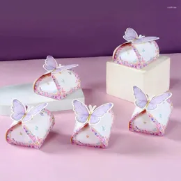 선물 랩 12pcs 나비 사탕 상자 분홍색 보라색 생일 S 결혼식 용품 베이비 샤워 쿠키 선물 상자