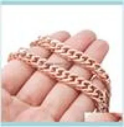 Colares de correntes pingentes jóias de joias de colar de femininos polidos de aço inoxidável 8 mm rosa link duplo cubano rosa chai1570595