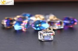 CSJA 10pcs Jewelry Findings Faceted Cube Glass Loose Beads 13 Color Square Shape 2mm Hole Austrian Crystal Bead for Bracelet DIY M5951904