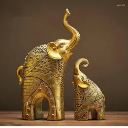 Decorative Figurines Light Luxury Resin Ornament Living Room Desktop Elephant Shape Statuette Entrance Wine Cooler Retro Crafts Home