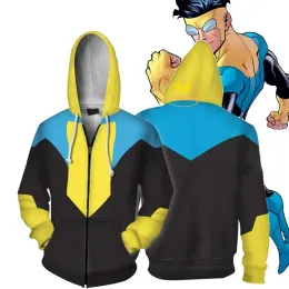 Anime Invincible Superboy Mark Grayson Cosplay Costume Unisex 3D Hoodie Sweatshirt Streetwear Hip Hop Zipper Hooded Jacket