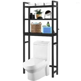 Storage Boxes Adjustable 3-Tier Bamboo Over Toilet Organizer With Hooks Stable Freestanding Bathroom Shelf Anti-Tilt Kits Included Easy