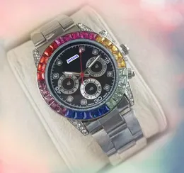 Popolare giorno unisex day time guardano moda colofrul diamanti anello uomini orologio da donna batteria quarzo ladies presidente del braccialetto orologio relogio femminino regali