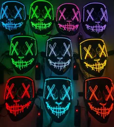 10 цветов Хэллоуин Страшная маска косплей светодиодная маска Light Up El Wire Mask Mask in Dark Masque Festival Party Masks Cyz32327834250