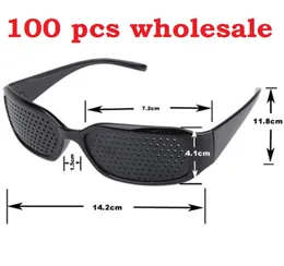 Óculos pinhole 100 pcs Novo preto unissex visão cuidados pino orifício de óculos Óculos Exercício de olho Visão de visão da visão melhoria DHL 9243119