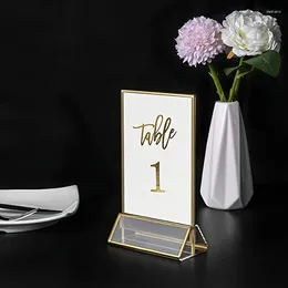 Cornici da 1 pc porta cartellini a bordi dorati staccabili 4x6 ''/5x7 "tavolo a doppia facciata del menu a doppia facciata