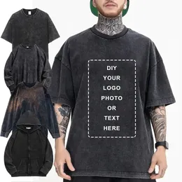 Customized Heavy Duty Washed Distressed T-shirts Unisex Retro Cotton Wax Dyed Mens T-shirts Street Clothing Minimum Order Quantity 1 240511