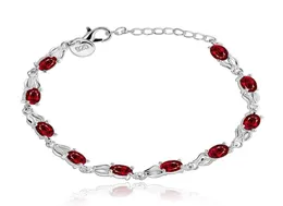 925 Стерлинговое серебро элегантное очарование Beauul Crystal Stone Red Jewelry Fashion for Women Свадебные браслеты за фабрик цена9282401