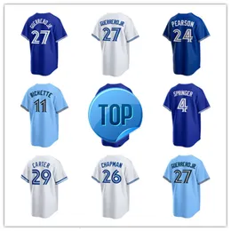 Toronto Custom Blue Jays Baseball Jerseys 93 Yimi Garcia 34 Kevin Gausman 57 Chad Green 16 Yusei Kikuchi 58 Tim Mayza 46 Wes Parsons 24 Nate Pearson