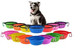 Składane miski szczeniąt podróżne spakowane sile miski dla psów psa kota miska miska woda dania podajnikowe foldab8688774