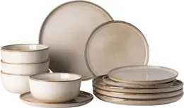 Conjuntos de louça de cerâmica para 4 12 peças Stoare Placas e tigelas Pratos resistentes a arranhões Microw 240508