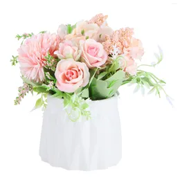 Decorative Flowers Artificial Flower Suit Simulation Rose Bonsai Household Furnishing Decoration Adornment Vase Model Adornos Para Mesa