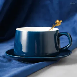 Cups Saucers Haushalt Nachmittag Kaffee Tasse Porzellan Nordic Delicate Tea Teller Sets minimalistische Taza Ceramica Keramik Kreativ BS50BD