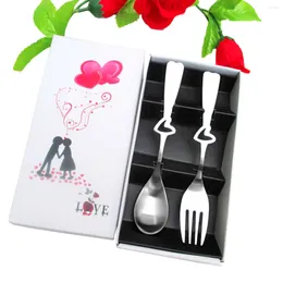 Spoons 50sets Stainless Steel Heart Lover An Arrow Wear Fork And Spoon Set Tableware Dinner Sets Wedding Party Gift Favor