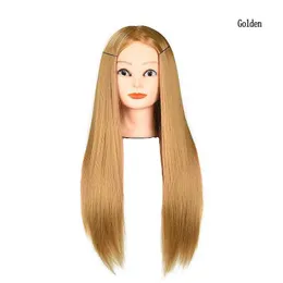 Mannequin Heads High quality synthetic hair training for barbers to cut or edit 60cm long human model practice head Q240510
