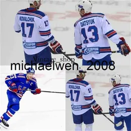 Vin Weng o 13 Pavel Datsyuk KHL CKA Petersburg 17 Ilya Kovalchuk KHL Mens Youth Stitched Embroidery Hockey Jerseys White Blue