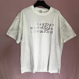 24SS Paris numarası Vintage Baskı Büyük Boy Tee Yıkalı Tasarımcı T Shirt İlkbahar Yaz Günlük Moda Kaykay Erkek Kadın Tshirt 0420
