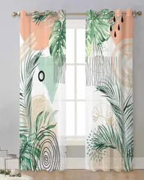 Cortina de cortina de curtagem de pálpebras de palmeira tropical cortinas de aquarela para a sala de estar com decoração de casa de tule cortinas