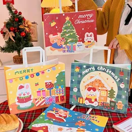 Aufbewahrungstaschen Kawaii Cartoon Weihnachten Kraftpapier Geschenktüte mit Griff Geburtstagsfeier Verpackung Hochzeitsjahr Gefälligkeiten Festivalzubehör