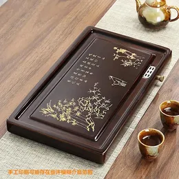 Tea Trays Japanese Luxury Tray Table Storage Drainage Nordic Square Small Gongfu Bandeja Cocina Desk Accessories GPF40XP