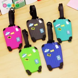 Moda silikon bagaj etiketleri çantalar için seyahat aksesuarları taşınabilir etiket karikatür tarzı kızlar erkek kart kapağı 240511