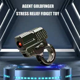 Anti Stress Fidget Paragraf Ring EDC Metal Push Slider Stress Relief ADHD Toy Sensory Toys For Autism Present Box Agent Goldfinger 240512