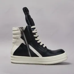 Dekherw Men Shoe Casual High Top Quality Street Round Women Sneaker Black Ankel Boot Geobasket Leather Fashion New Flat Zip Shoe