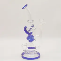 12 -calowa niebieska szklana rura wodna mocna bong rig recycler neo fab slit hub bongs rurki dymne 14,4 mm zwykłe miski przenośny magazyn amerykański