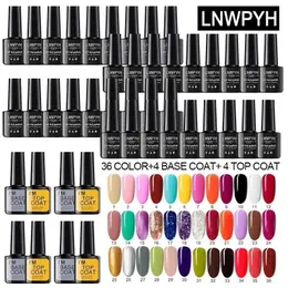 Nagellack lnwpyh gel nagellack kit nagelgel färguppsättning glitter matteffekt semi permanent lack bas topprock för nagelkonstdesign T240510