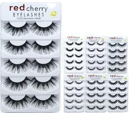 5 pares Cherry Red Cherry Mink Sylehash Black Natural grossa Falsa falsa cílios Falsos Lashes 100 Crueldade Rúsula Reutilizável Maquiagem para 18170886