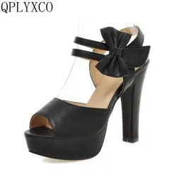 QPLYXCO Plus ny stor liten storlek 31-47 Peep Toe Ankle Strap High Heels (11,5 cm) Sandaler Platform Ladies Wedding Shoes Woman 161-3