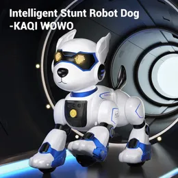 R27 Intelligen Electronic Pets Robot Dog 24G RC 스턴트 음성 명령 프로그램 Mustgest Sense Music Dance Toys 240511