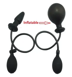 New silicone large black Pump Up airfilled inflatable bulk dildo Anal butt plug dildo Dilator sex toys for Men Woman Gay S9241287767