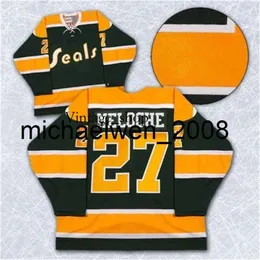 Vin Weng California Golden Seals Jersey Blank 27 Gilles Meloche 22 Joey Johnston 7 Reggie Leach 8 Walt McKechnie Jerseys Każda nazwa i dowolna liczba