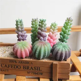 Fiori decorativi altezza di 6 cm diametro 45 mm Floccio artificiale Piante succulente di cactus per decorazione del giardino casalinga falsa